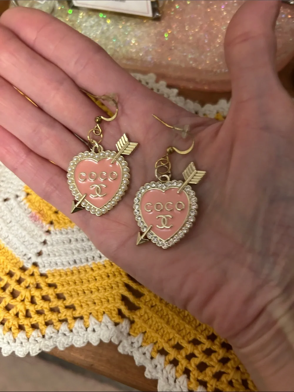 Carrie Fairy Designs Repurposed Pink Charm Earrings Designer Inspired